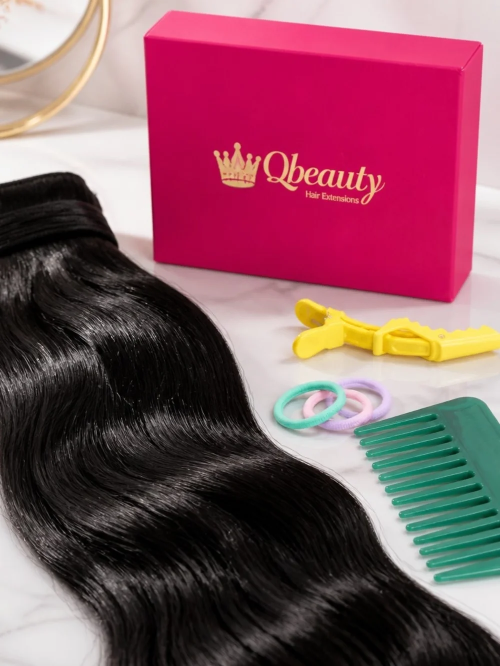 QBeauty Black Hair Extensions - Smooth Natural Shine